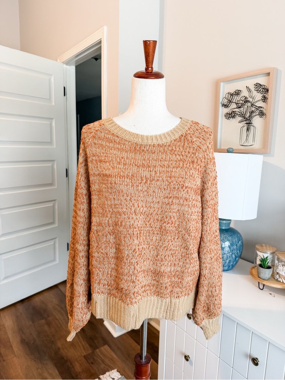 Cozy Marled Tan Crewneck Sweater